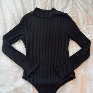 Princess Polly Black Ribbed‎ Bodysuit